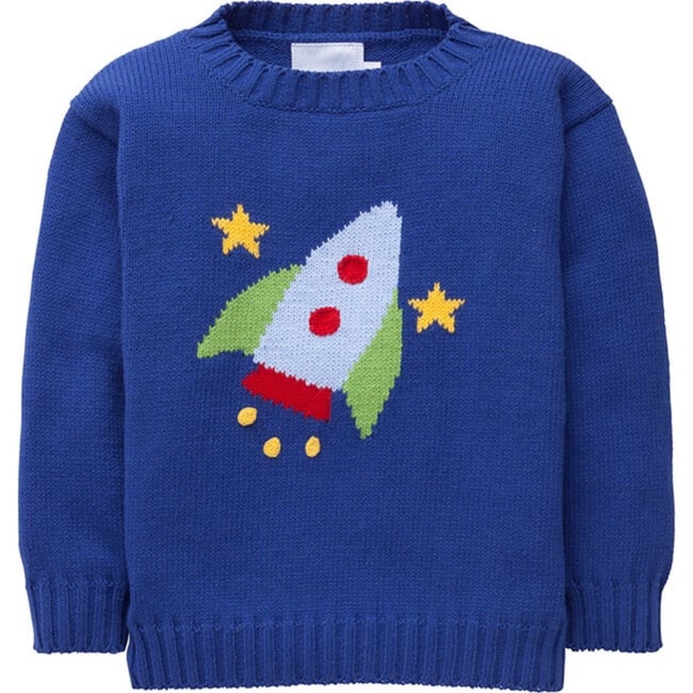 Little English Rocket Intarsia Cotton Sweater